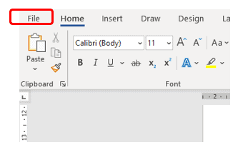 File Option in Microsoft Word